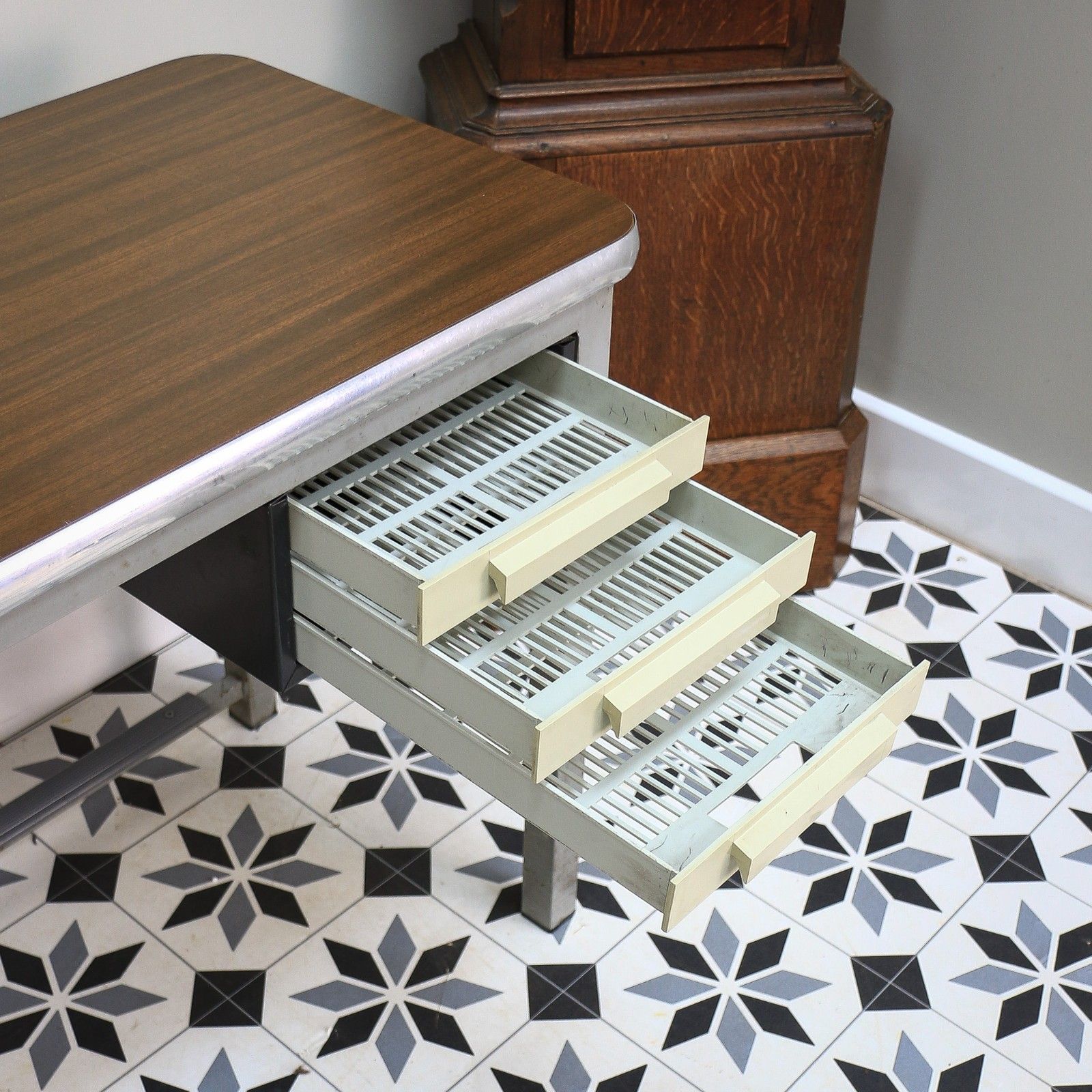 375.0 Conforti Of Italy Industrial Desk With Three Drawers And Formica Top photo