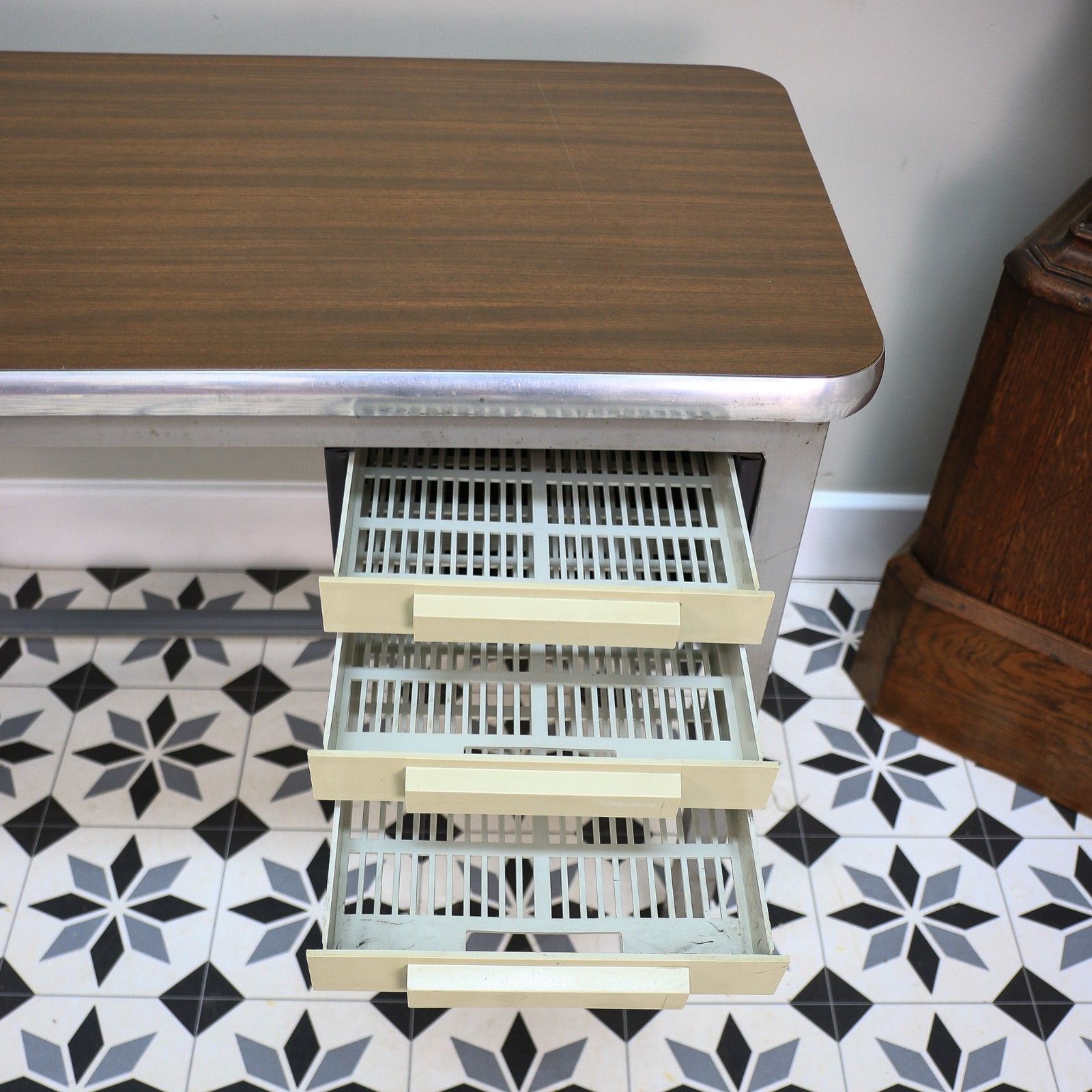 photo buy Conforti Of Italy Industrial Desk With Three Drawers And Formica Top