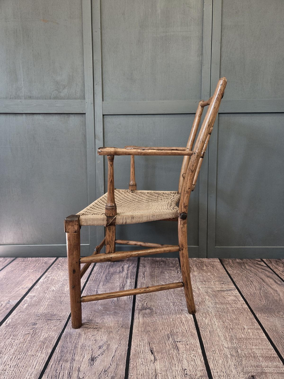 19th Century Vernacular Arts And Crafts Style Elm Armchair photo vintage