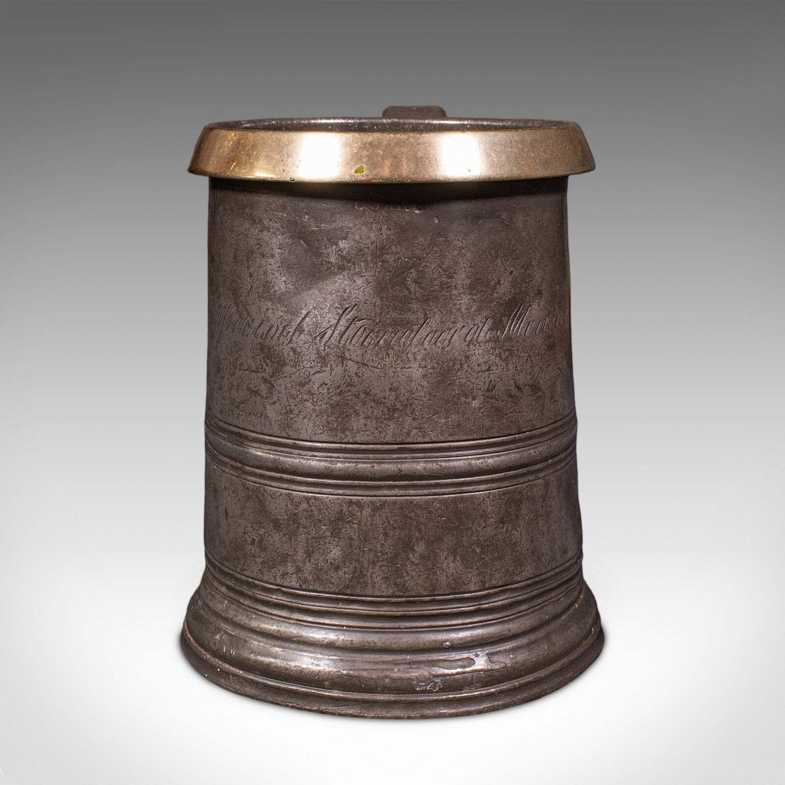Antique Public House Tankard, English, Pewter, Quart Jug, Breweriana, Victorian photo furniture