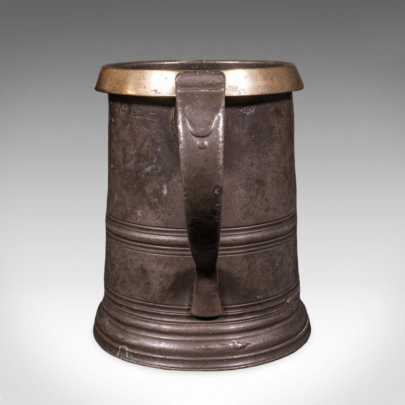 Antique Public House Tankard, English, Pewter, Quart Jug, Breweriana, Victorian photo Home Decor