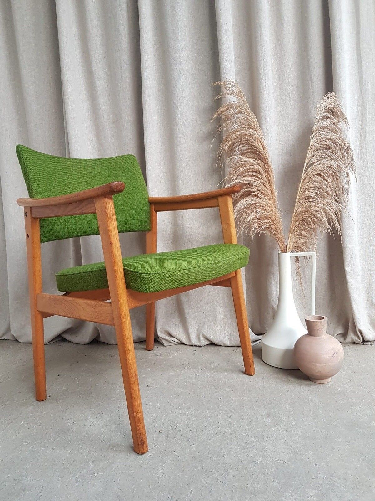 photo vintage Vtg Mid Century Oak Armchair Side Chair By Erik Kirkegaard For Hong Stole R340