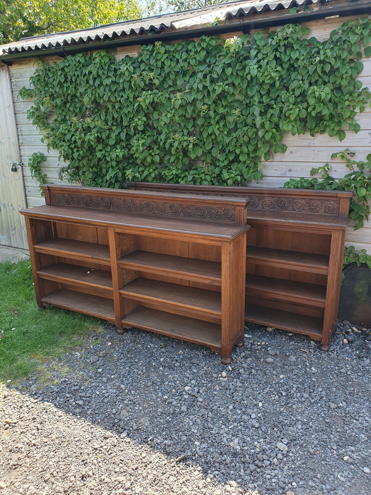 Pair Of 19th Century Oak Bookcases 6' Wide