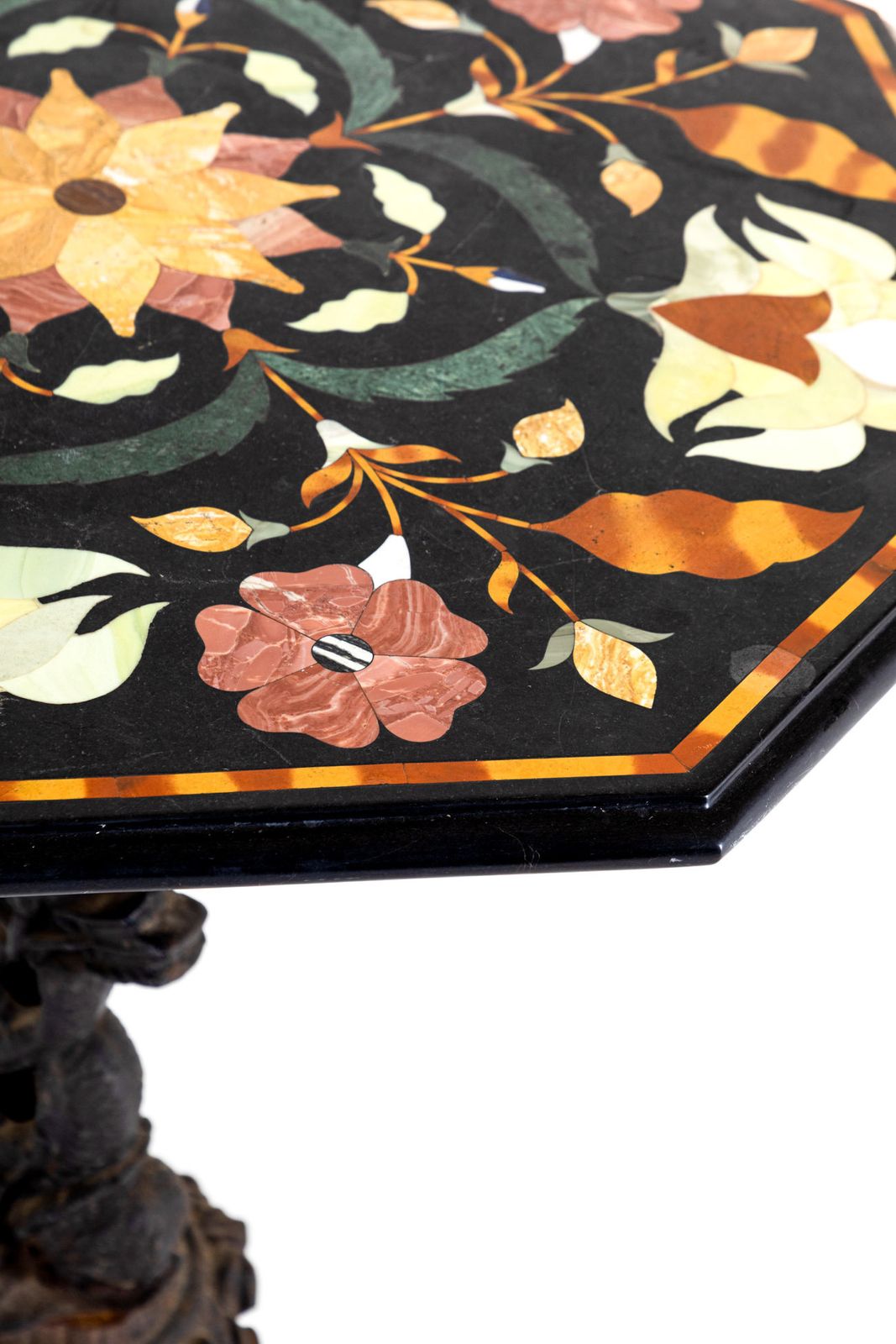 Italian Pietra Dura Black Marble Topped Table photo vinterior