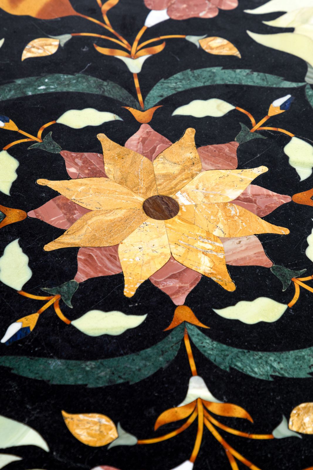photo for sale Italian Pietra Dura Black Marble Topped Table