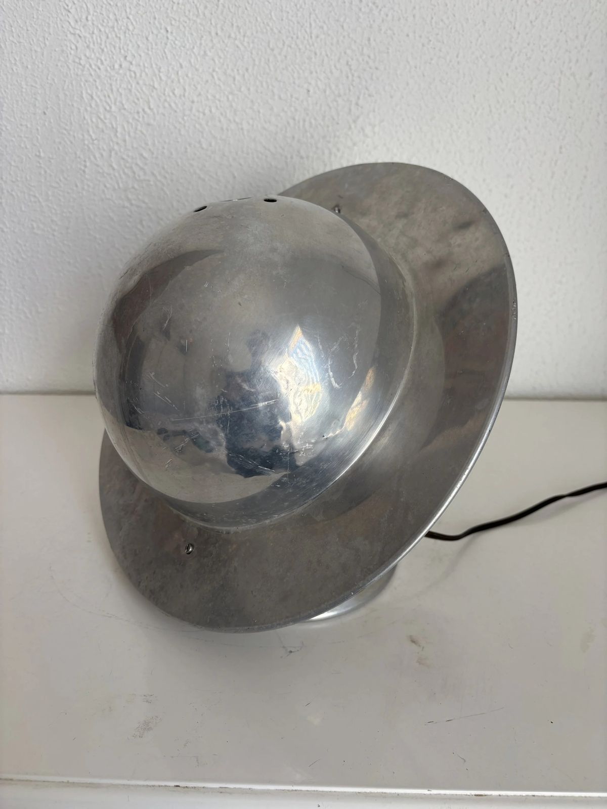 Lighting Rare French Fiber Optic Lamp "La Sphérique" — Multicolor Rotating Disc — Aluminum Globe — Vintage 1970s Space Age photo