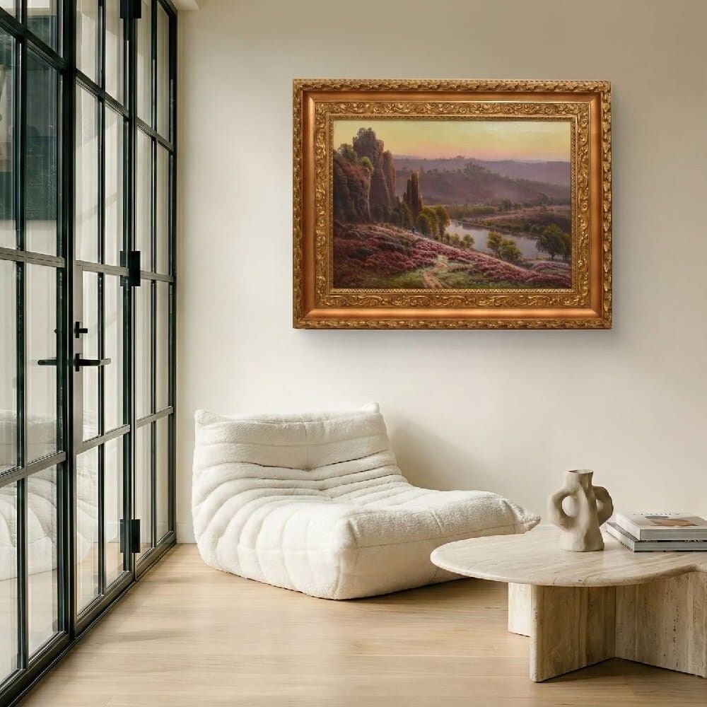 Antique Landscape Painting, Gaston Anglade, XX Century. (Qp733) photo furniture
