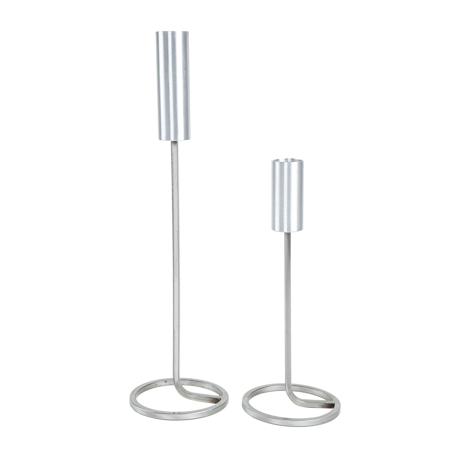 Set Of Metal Candlesticks, Danish Design, 1970s, Made In Denmark