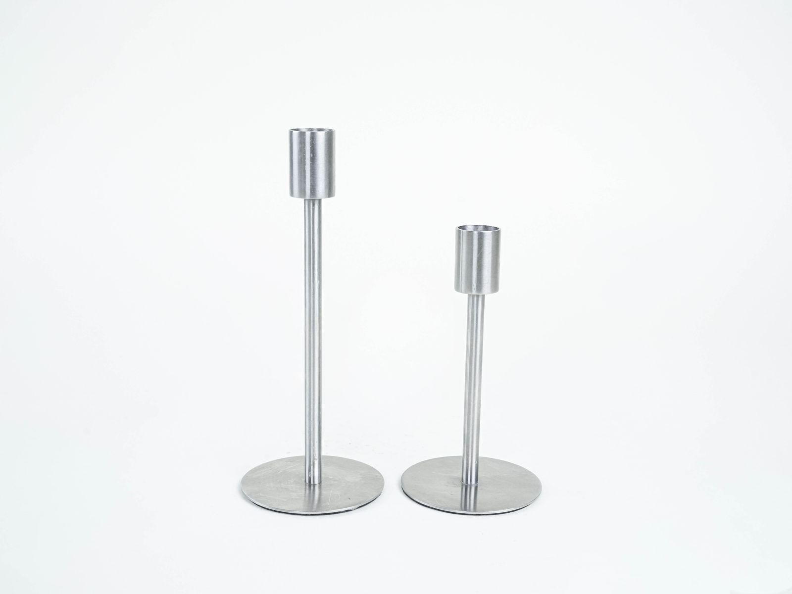 Set Of Metal Candlesticks, Danish Design, 1970s, Made In Denmark photo for sale