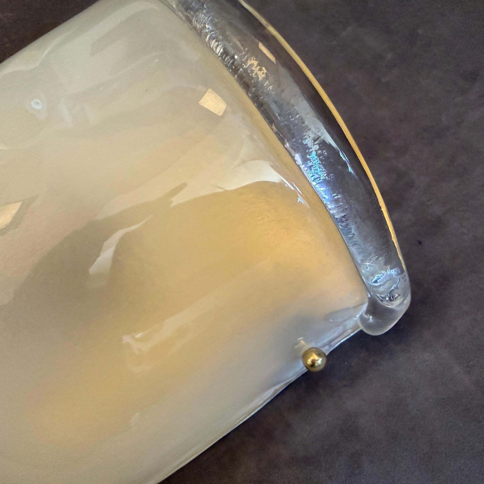 photo vinterior 1990s Mid Century Modern Barovier Style Murano Glass And Brass Wall Sconces