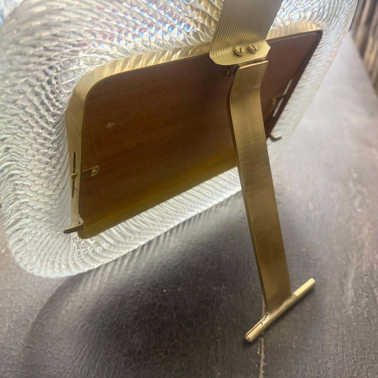 photo for sale 1990s Barovier Style Art Deco Murano Glass And Brass Horizontal Picture Frame