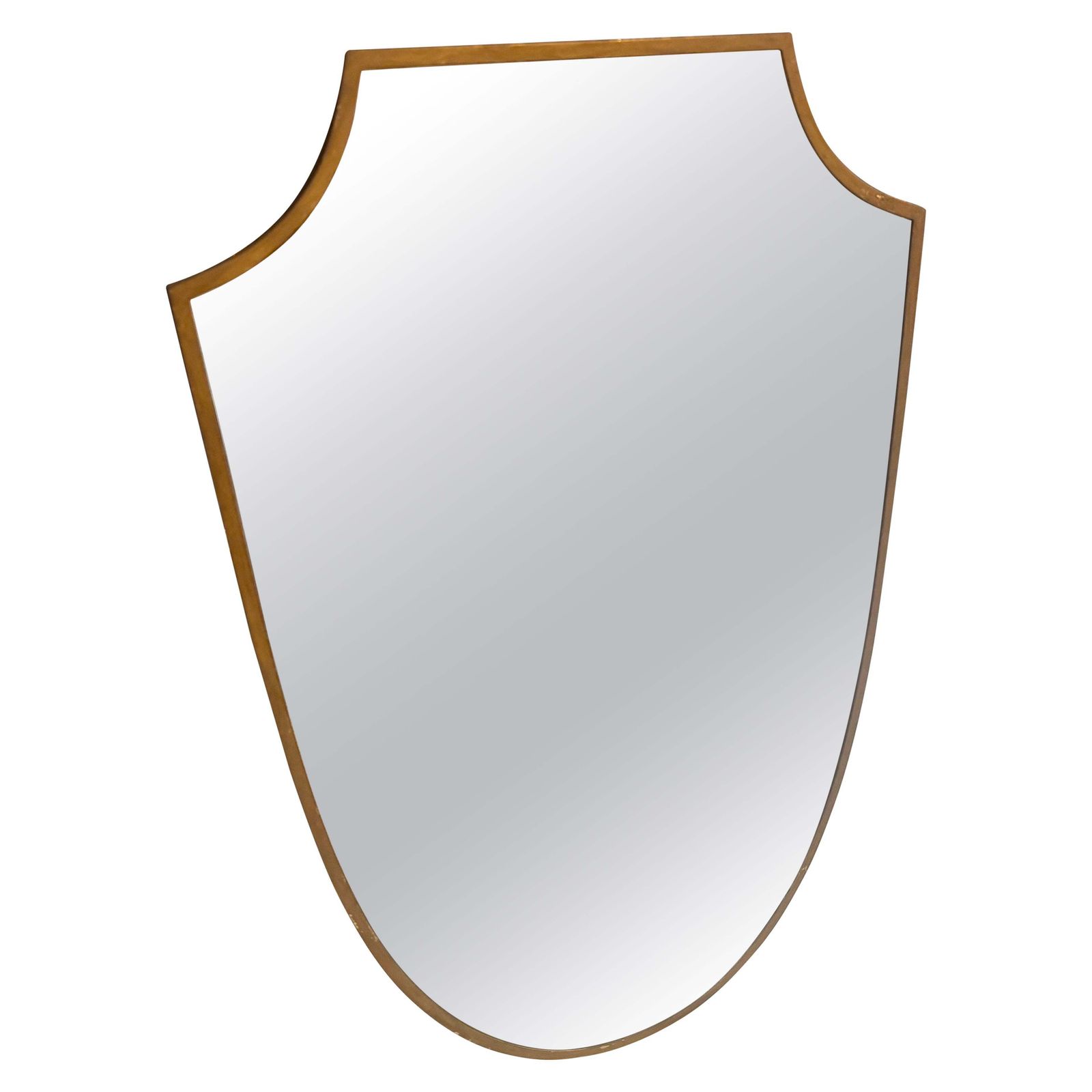 1950s Gio Ponti Style Mid Century Modern Brass Shield Italian Wall Mirror