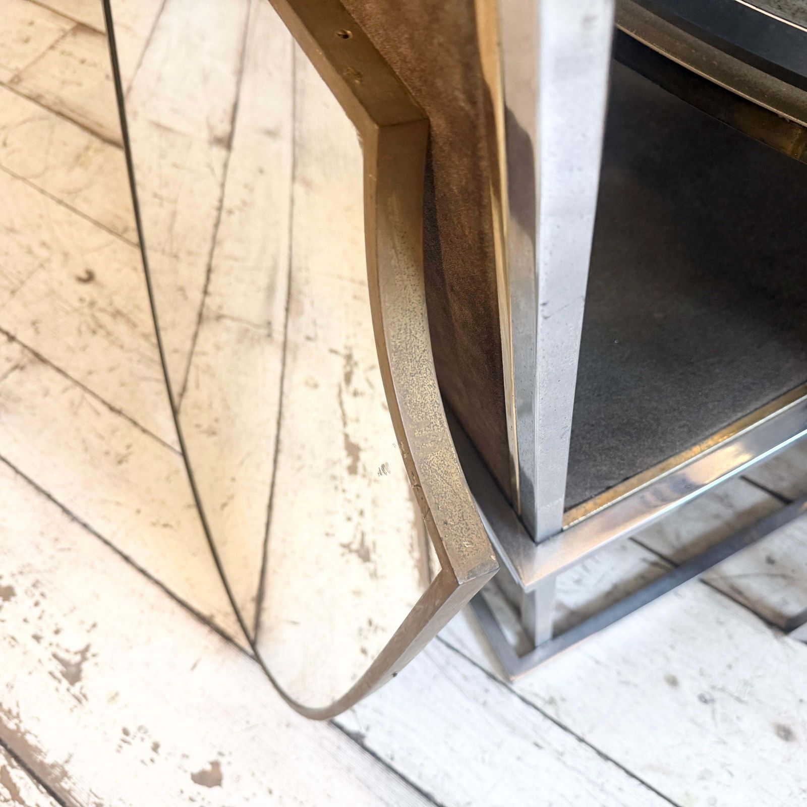 Home Decor 1950s Gio Ponti Style Mid Century Modern Brass Shield Italian Wall Mirror photo