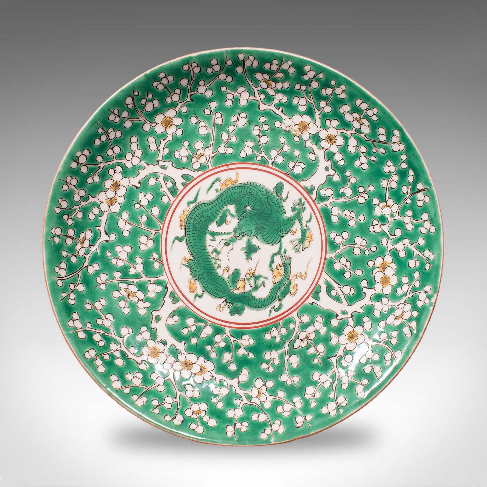 Antique Famille Verte Display Plate, Oriental, Qing Dynasty, Saucer, Victorian photo furniture