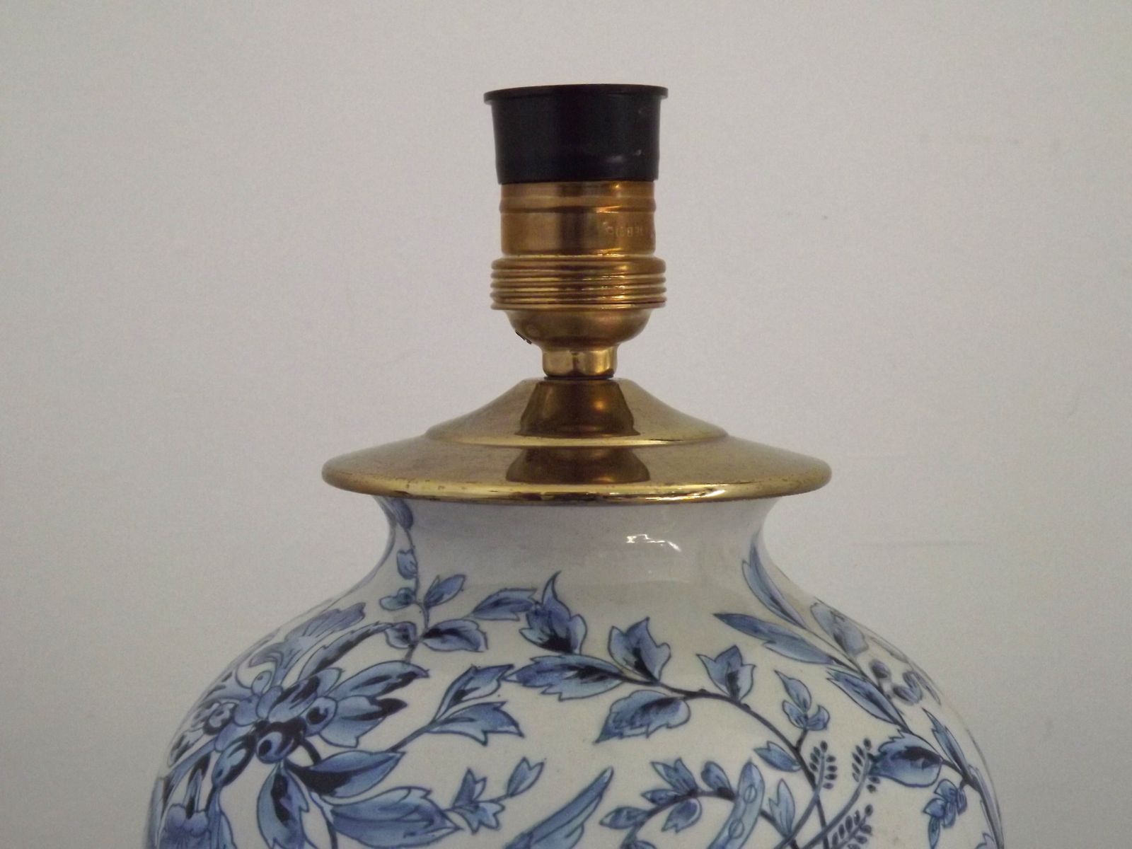photo buy Blue & White Chinoiserie Ginger Jar Table Lamp Raised Bird & Floral Motif