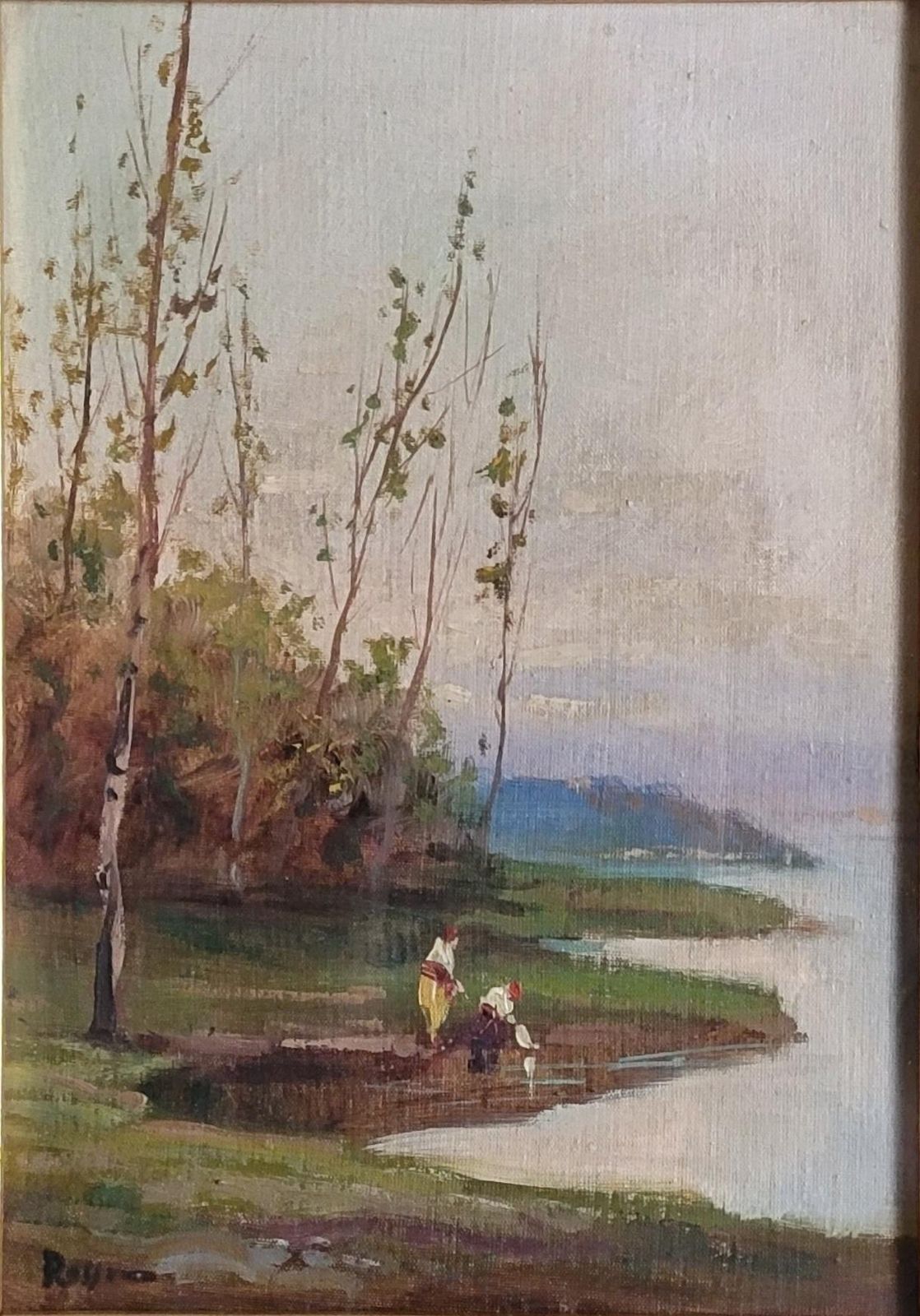Impressionist Land And Riverscape Painting. Framed And Signed By Dino Rossi photo furniture