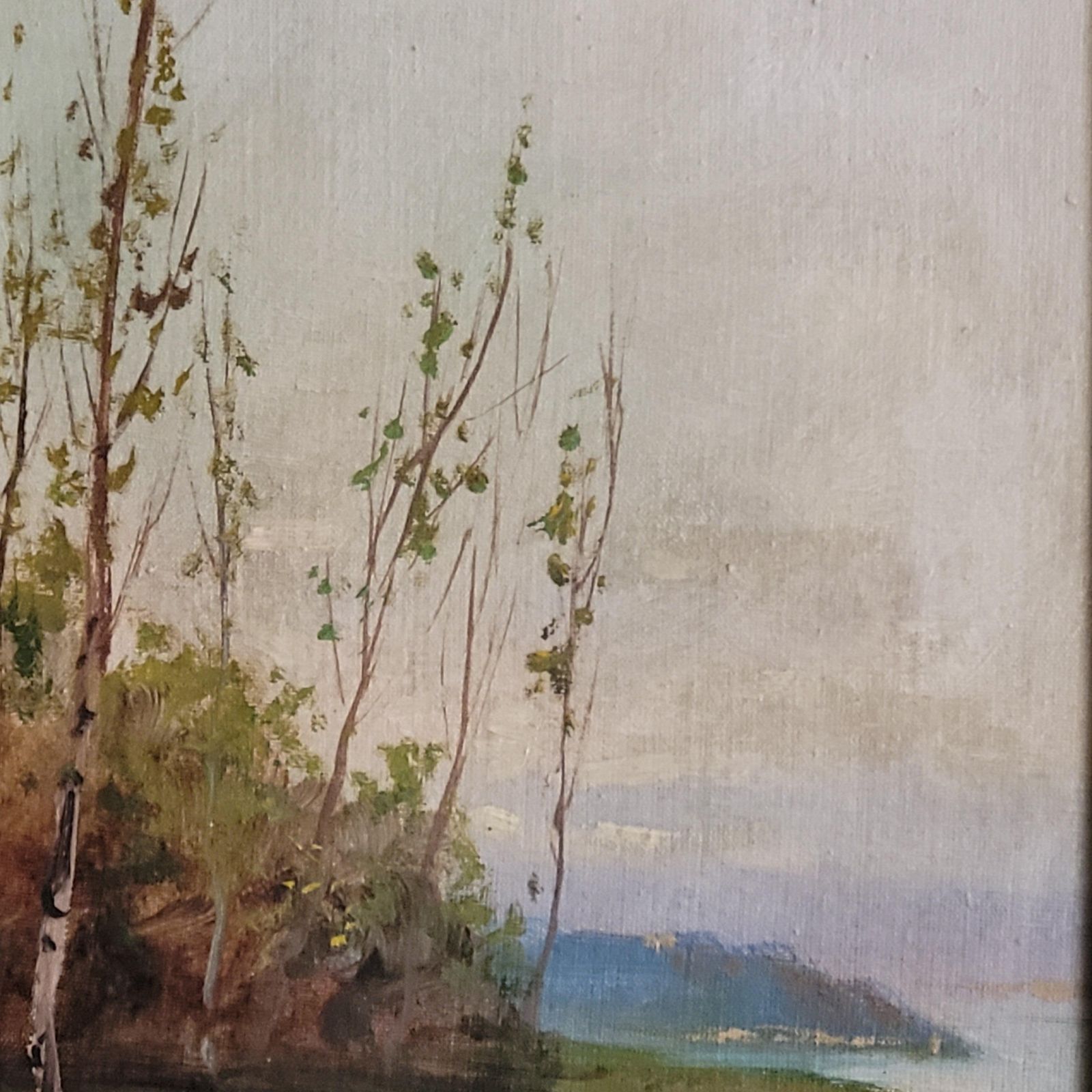 Impressionist Land And Riverscape Painting. Framed And Signed By Dino Rossi photo vintage