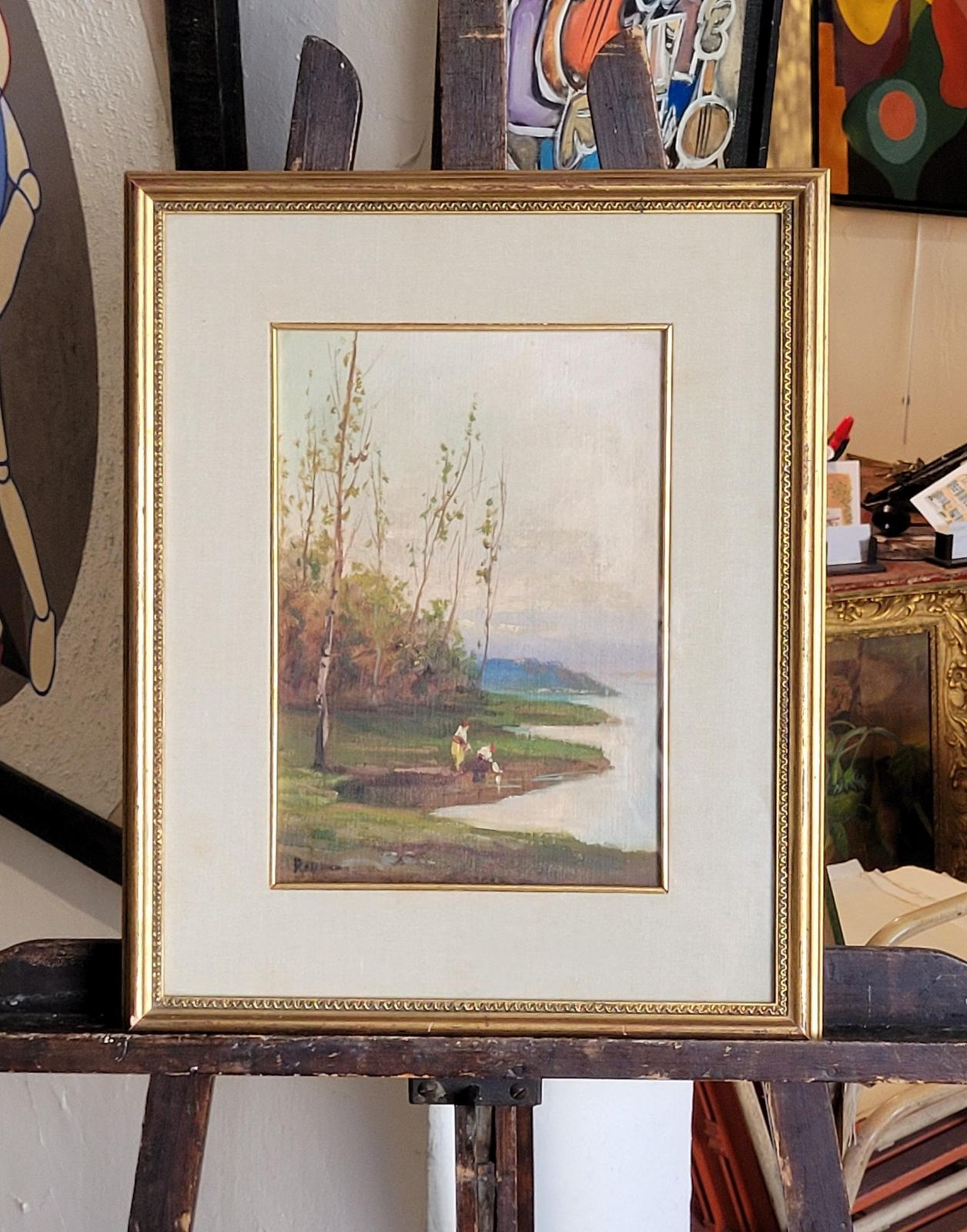 Art Impressionist Land And Riverscape Painting. Framed And Signed By Dino Rossi photo