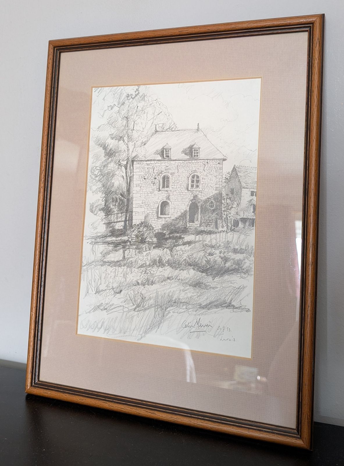 Colin Merrin Framed Signed Pencil Sketch Lurais 1993 photo for sale