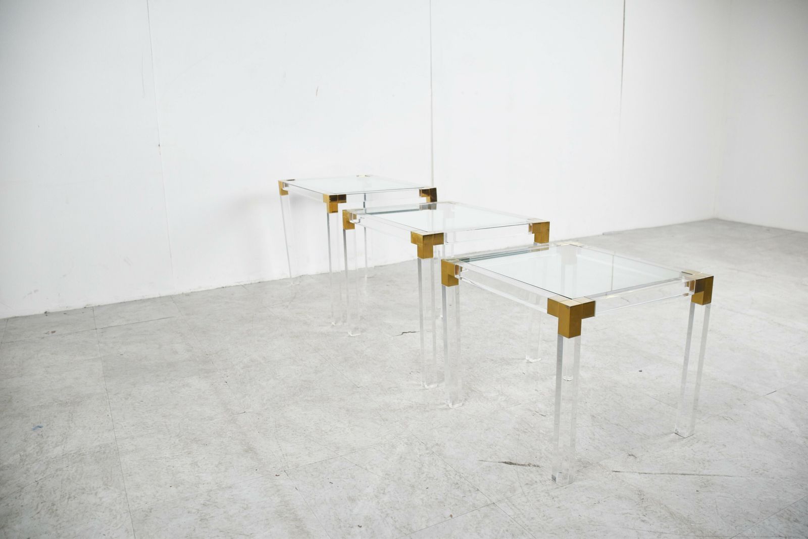 Nest Of Brass And Lucite Tables, 1970s photo 595.0