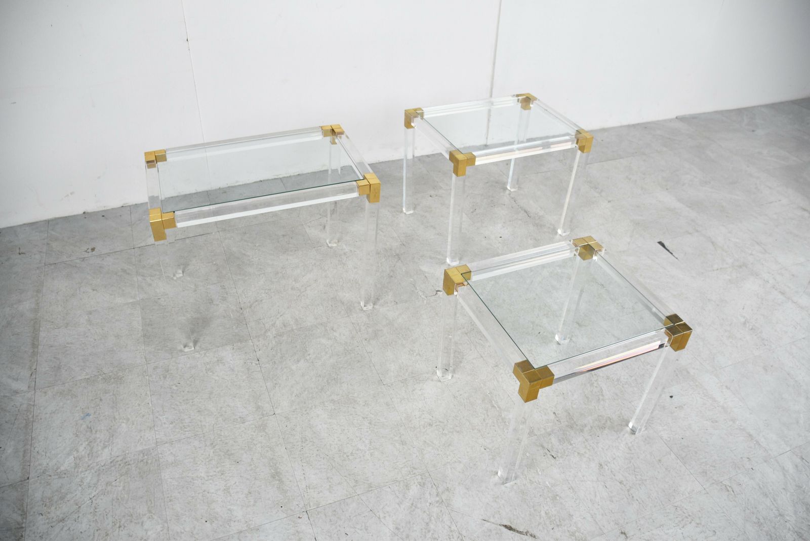 Nest Of Brass And Lucite Tables, 1970s