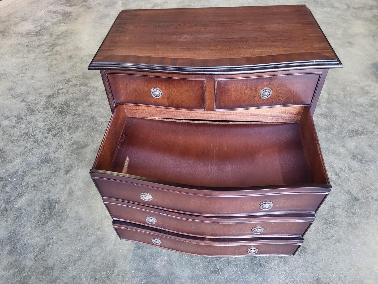 Antique Repro Serpentine Small Chest Of Drawers Bracket Feet photo furniture