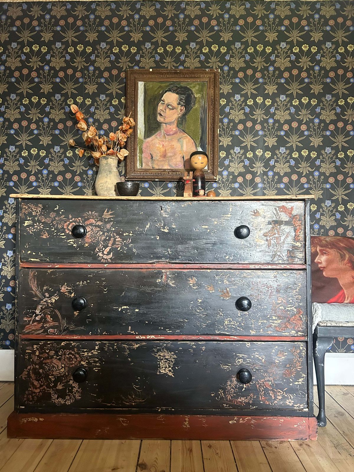 Antique Painted Drawers With Chinoiserie photo vintage