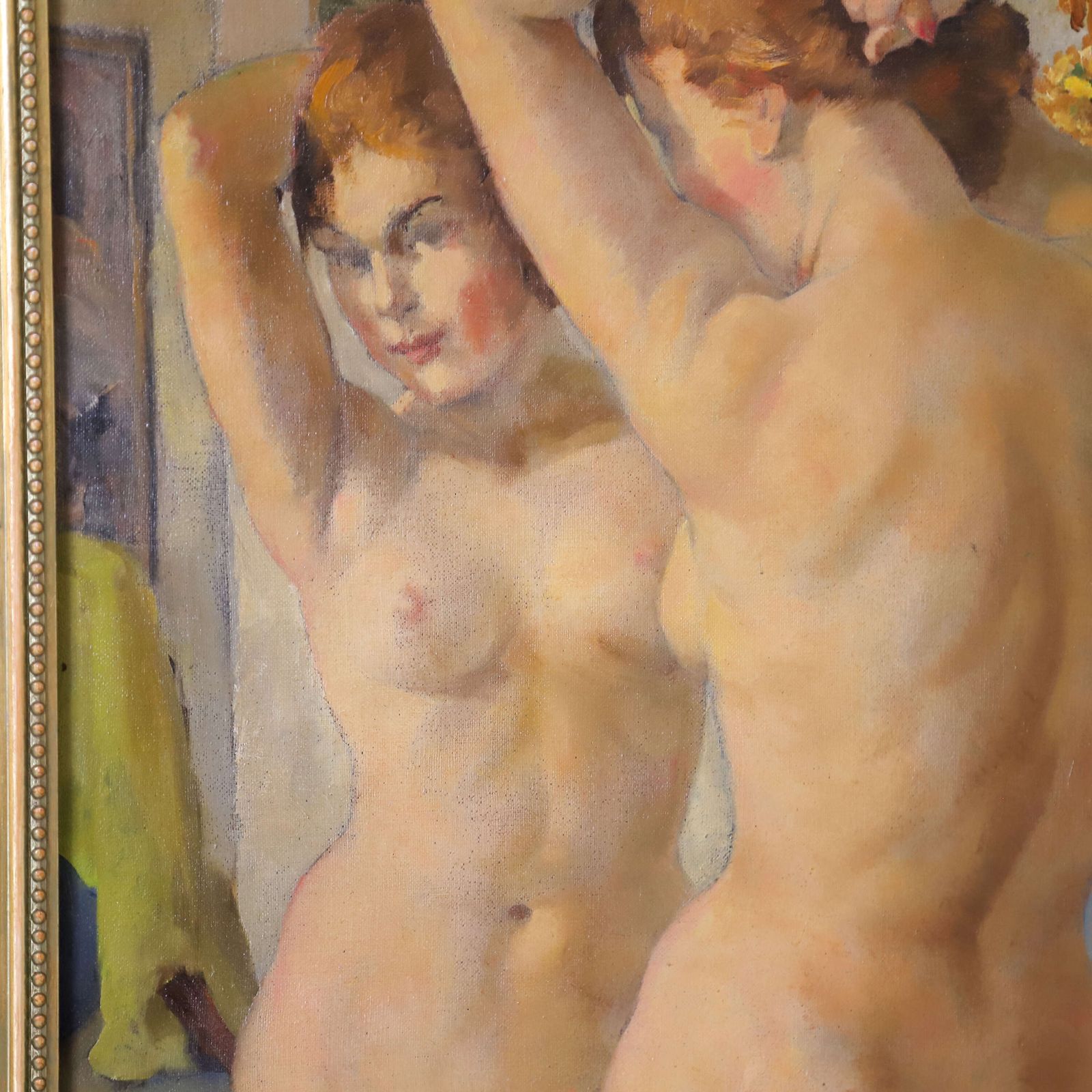 ‘Nude In Mirror’   Oil Painting By Philippe De Rougemont (1891–1965), Sweden 1930s 40s photo vinterior