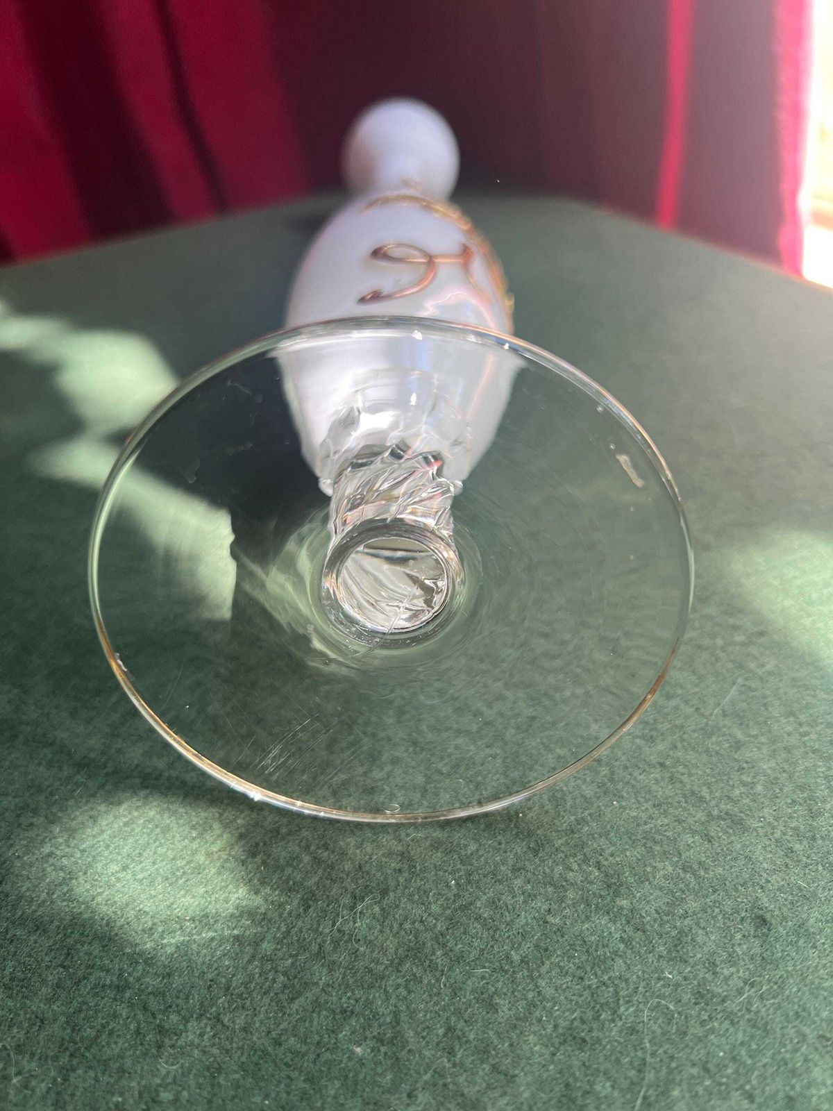 Victorian Opaline Glass Vase. Hand Painted Gilt Golden Leaf Decor. Victoriana Collectors Gift. photo 64.0