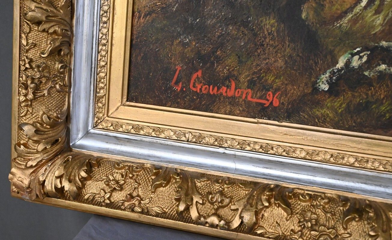 photo for sale Painting “Walk In The Undergrowth”, Oil On Canvas, Signed L. Gourdon – 1896