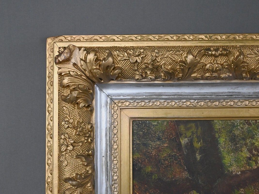 1310.0 Painting “Walk In The Undergrowth”, Oil On Canvas, Signed L. Gourdon – 1896 photo