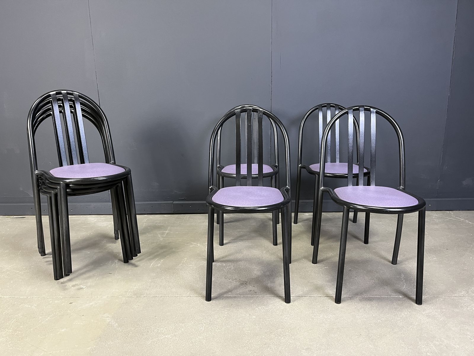 Set Of Nr 222 Chairs By Robert Mallet Stevens, 1980s, Set Of 6 photo Furniture