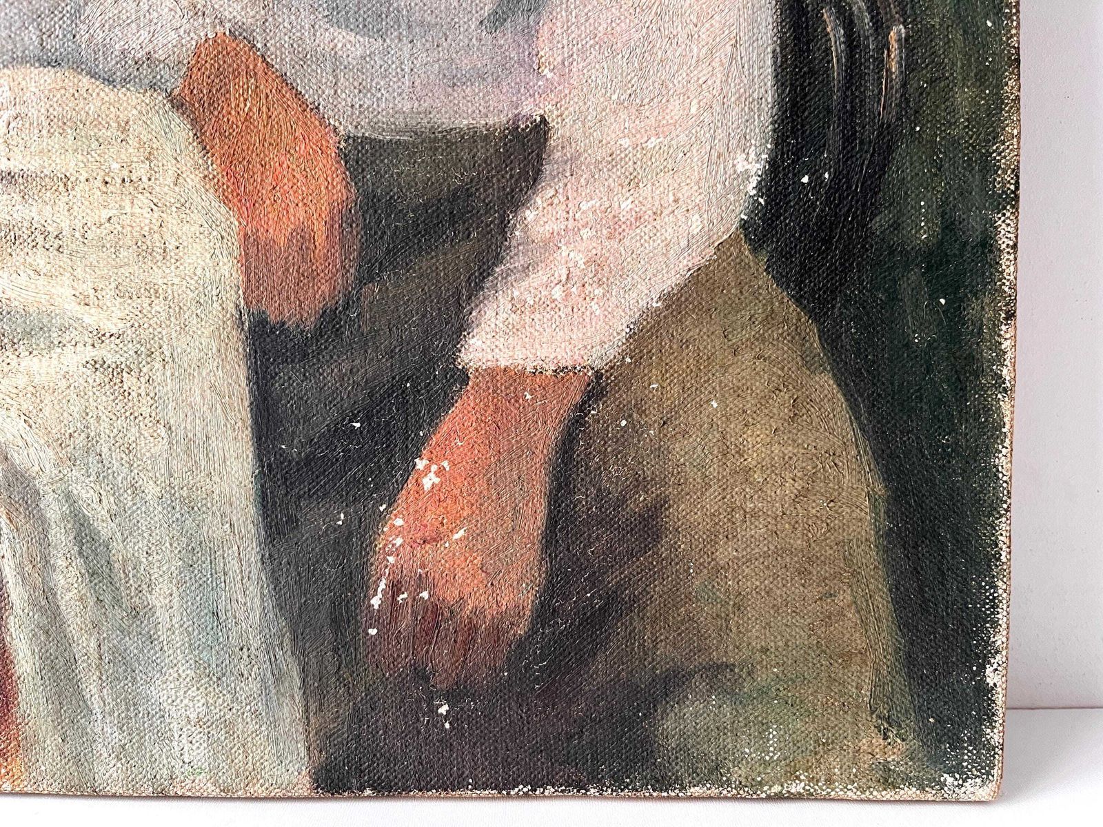 photo furniture Original 1920s Oil Portrait On Canvas Of A Man, Antique French Painting Auguste Barthon