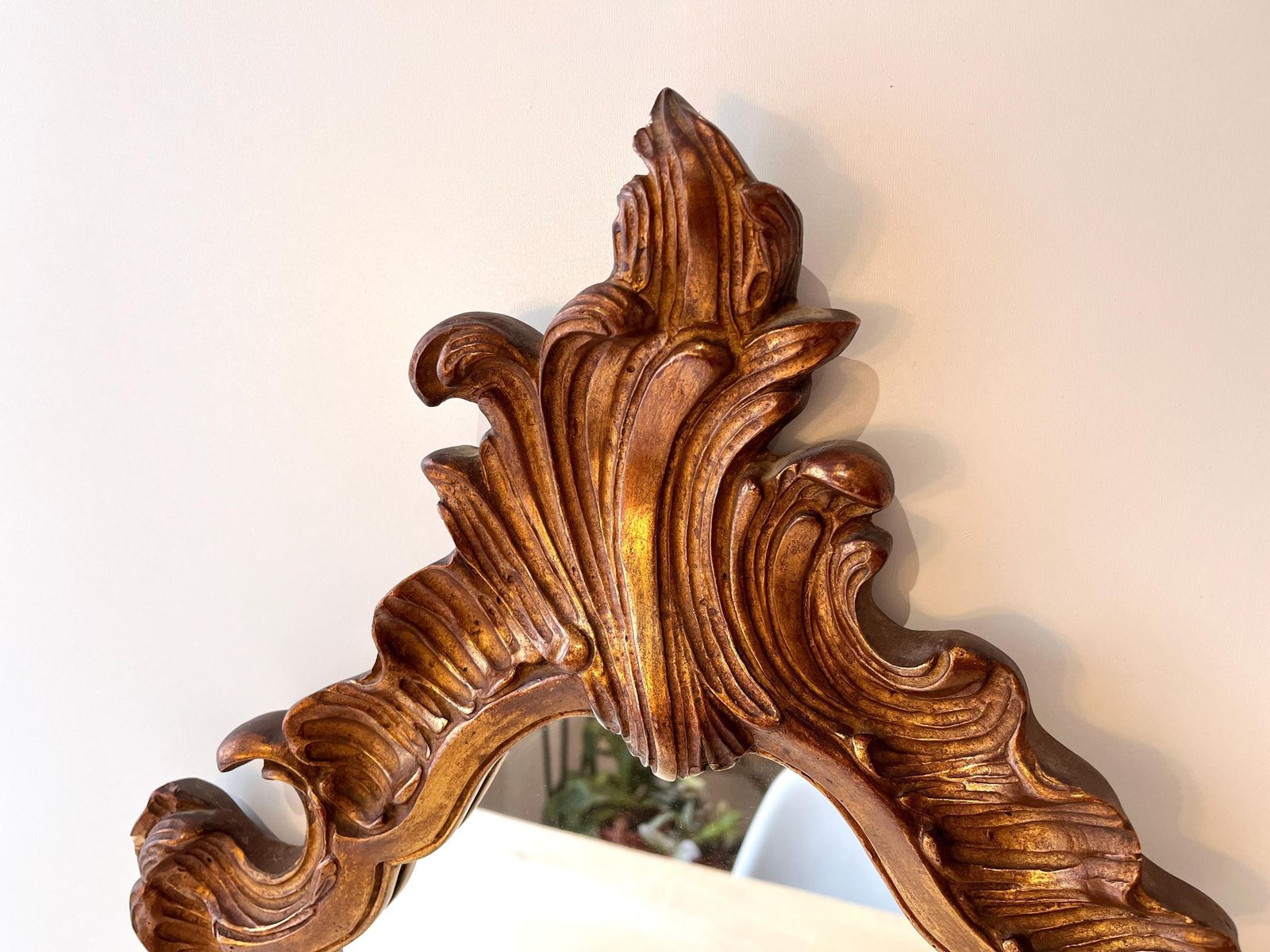 Antique Rococo Mirror In Wood And Gilded Stucco Circa 1920, Louis XV Style Mirror 27 X 17 In photo furniture