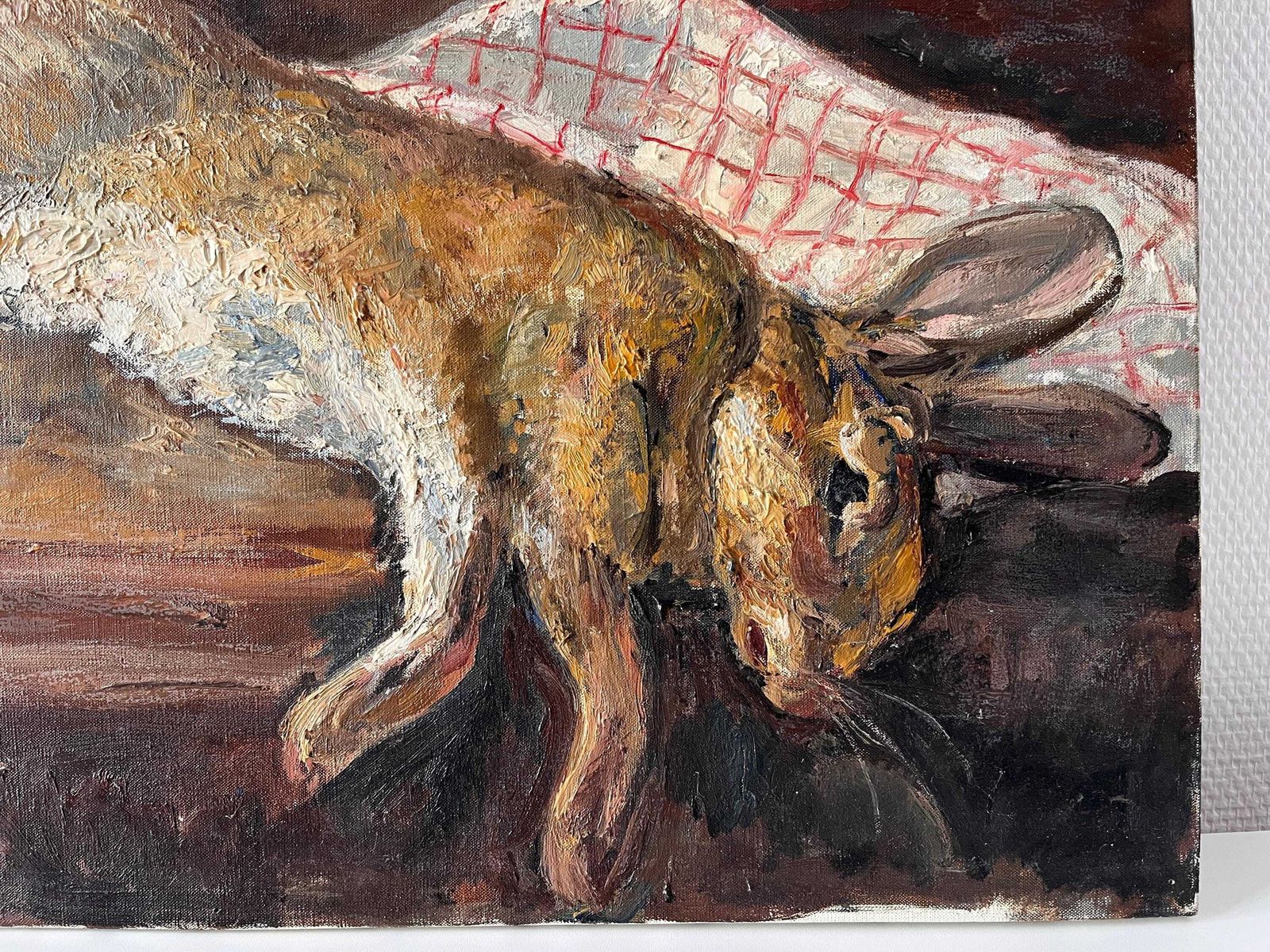 Original Hare Painting "Trophy Hunting" Circa 1950, Vintage French Still Life Oil On Canvas, Venison Painting photo Art
