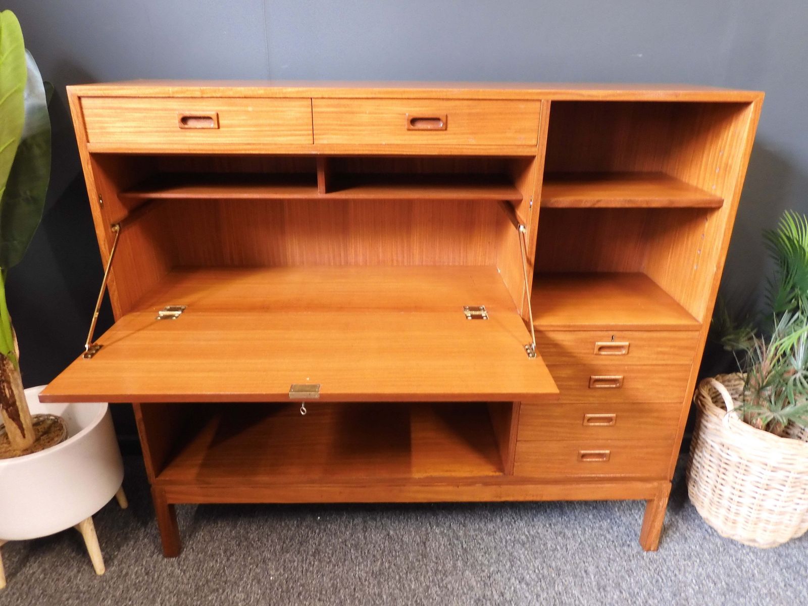 photo buy Mid Century Modern Sideboard Bureau In Teak – United Kingdom, 1960s