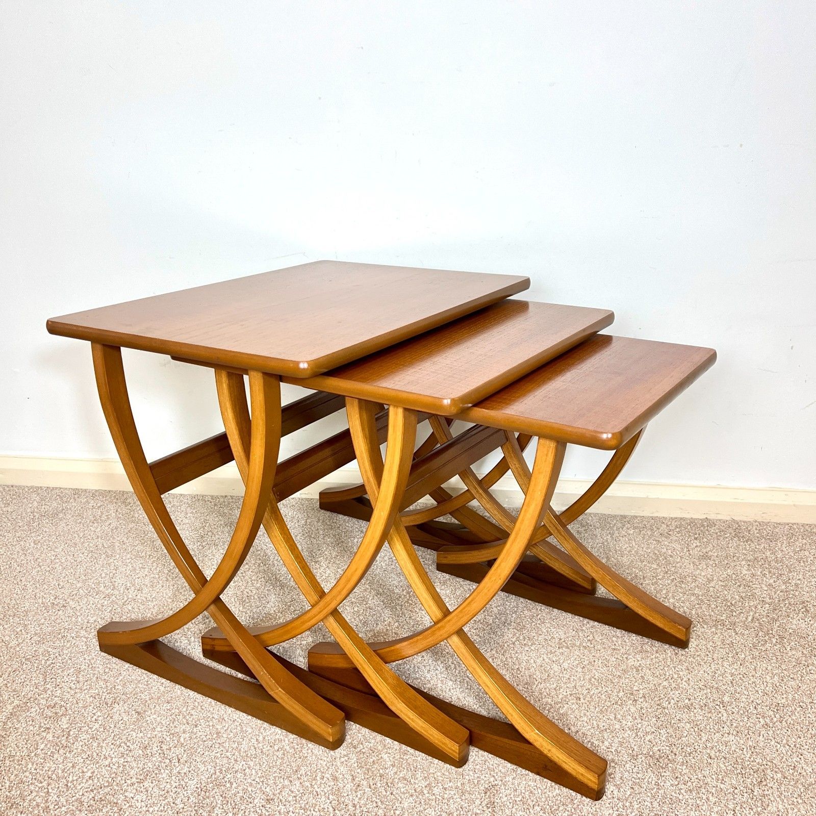 Mid Century Teak Citadel Nest Of Tables By Nathan, Danish Style  Side Tables