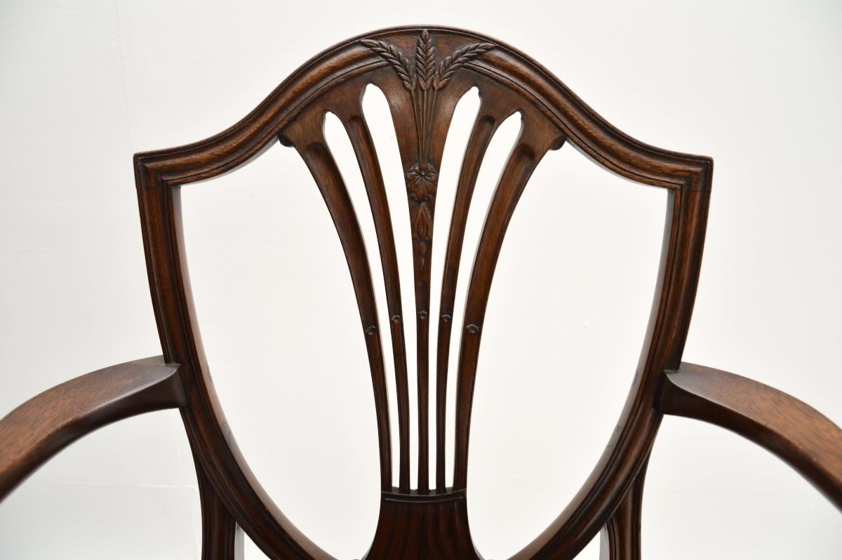 Pair Of Antique Mahogany And Leather Carver Armchairs photo vintage
