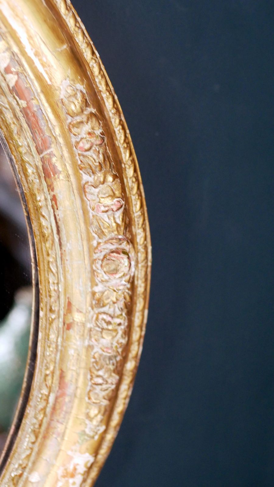 Antique Victorian Gesso Oval Mirror – Wonderful Distressed Patina photo 375.0