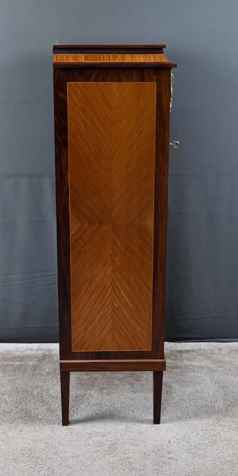 photo vintage Marquetry Display Cabinet, Louis XVI Style – Early 20th Century
