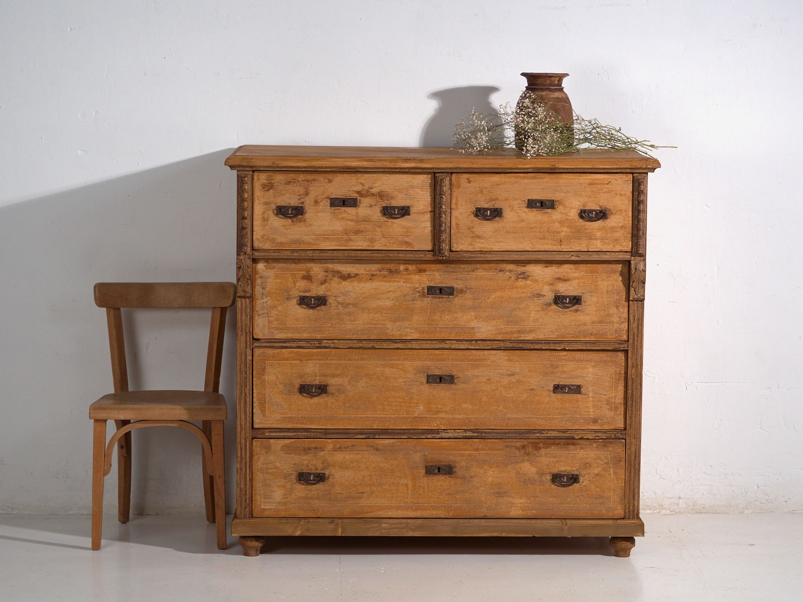 Antique Pine Chest Of Drawers – Primitive European Rustic Dresser – Circa 1920 #109