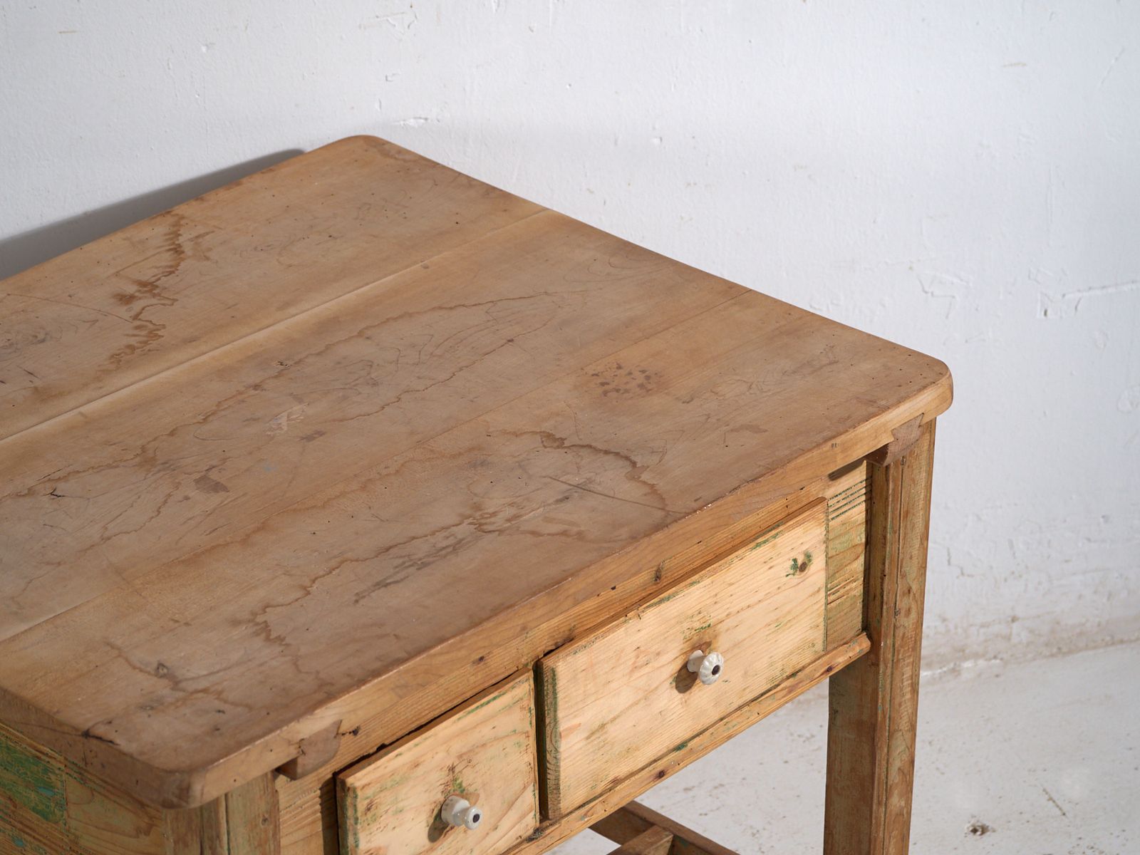 Central European Pine Kitchen Table With Two Drawers – Tyrol, Circa 1910 photo for sale