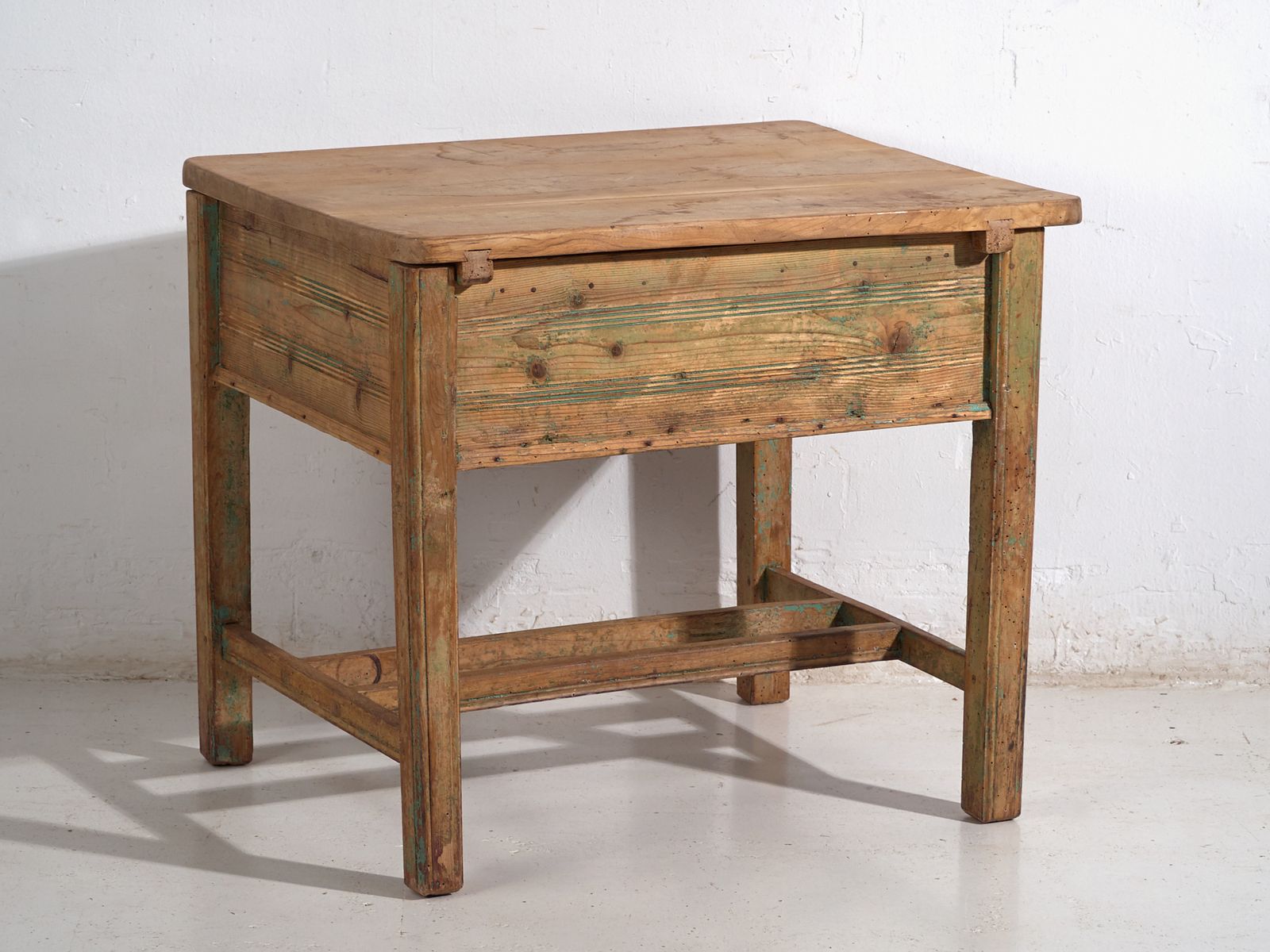 photo furniture Central European Pine Kitchen Table With Two Drawers – Tyrol, Circa 1910