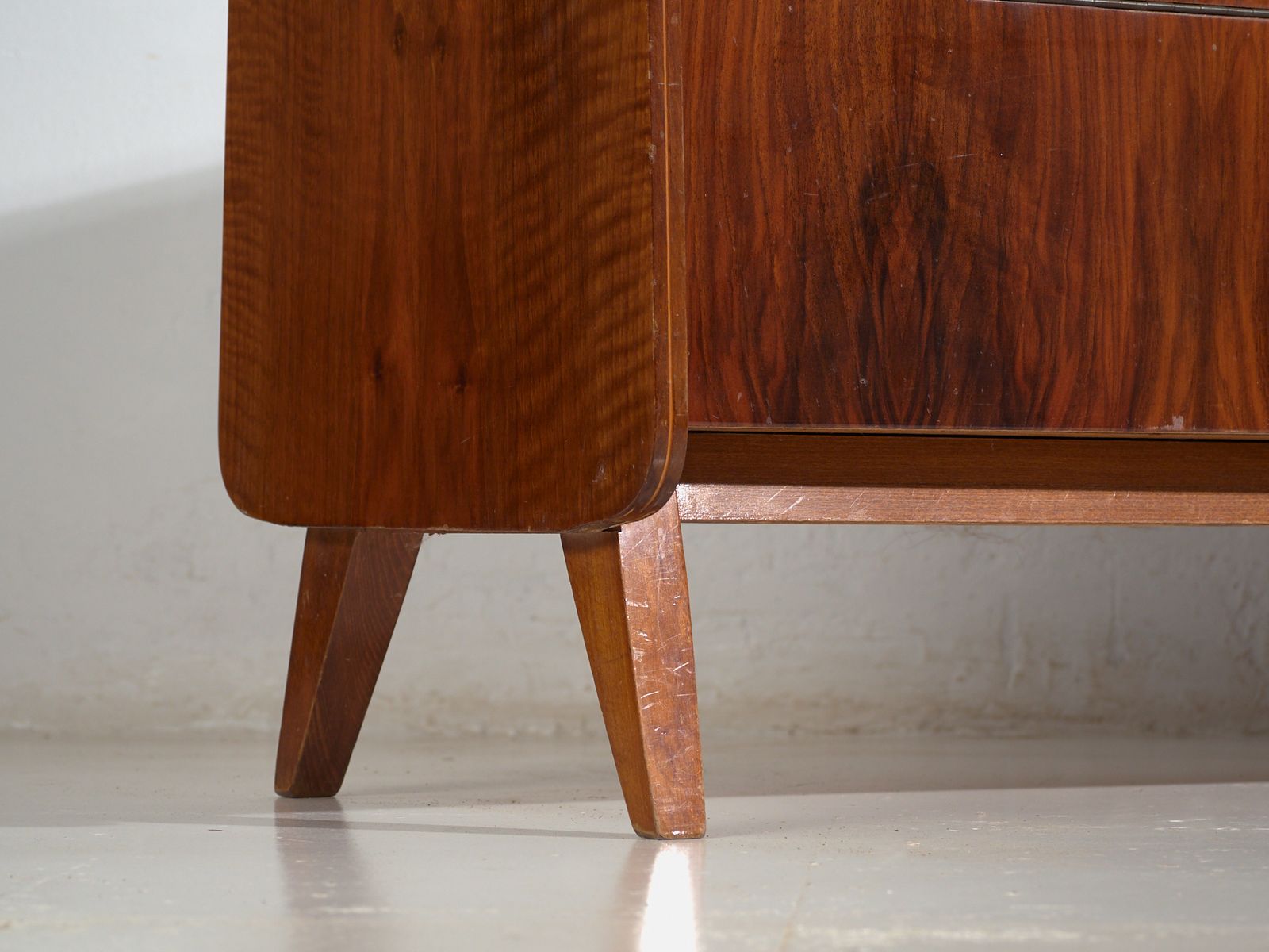 Mid Century Walnut Veneered Sideboard With Tapered Legs – Czechoslovakia, Circa 1960 photo furniture