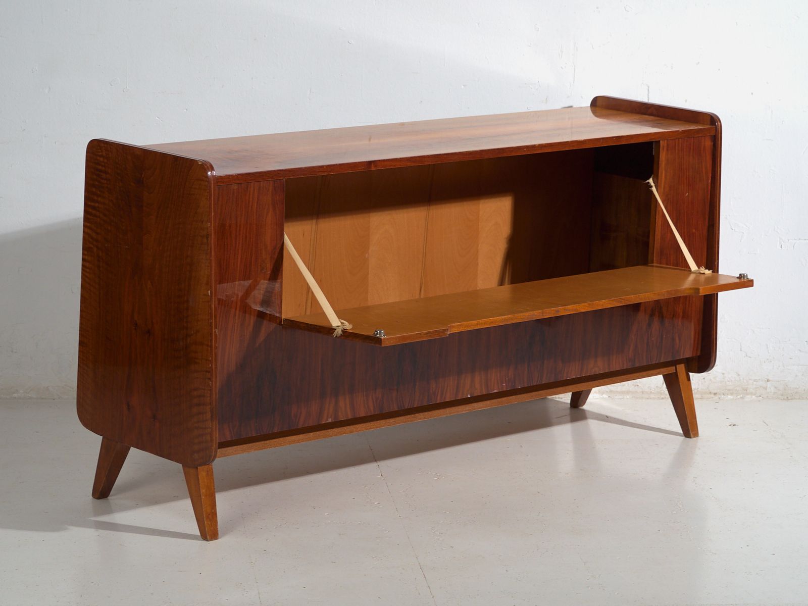 Mid Century Walnut Veneered Sideboard With Tapered Legs – Czechoslovakia, Circa 1960 photo 1334.0