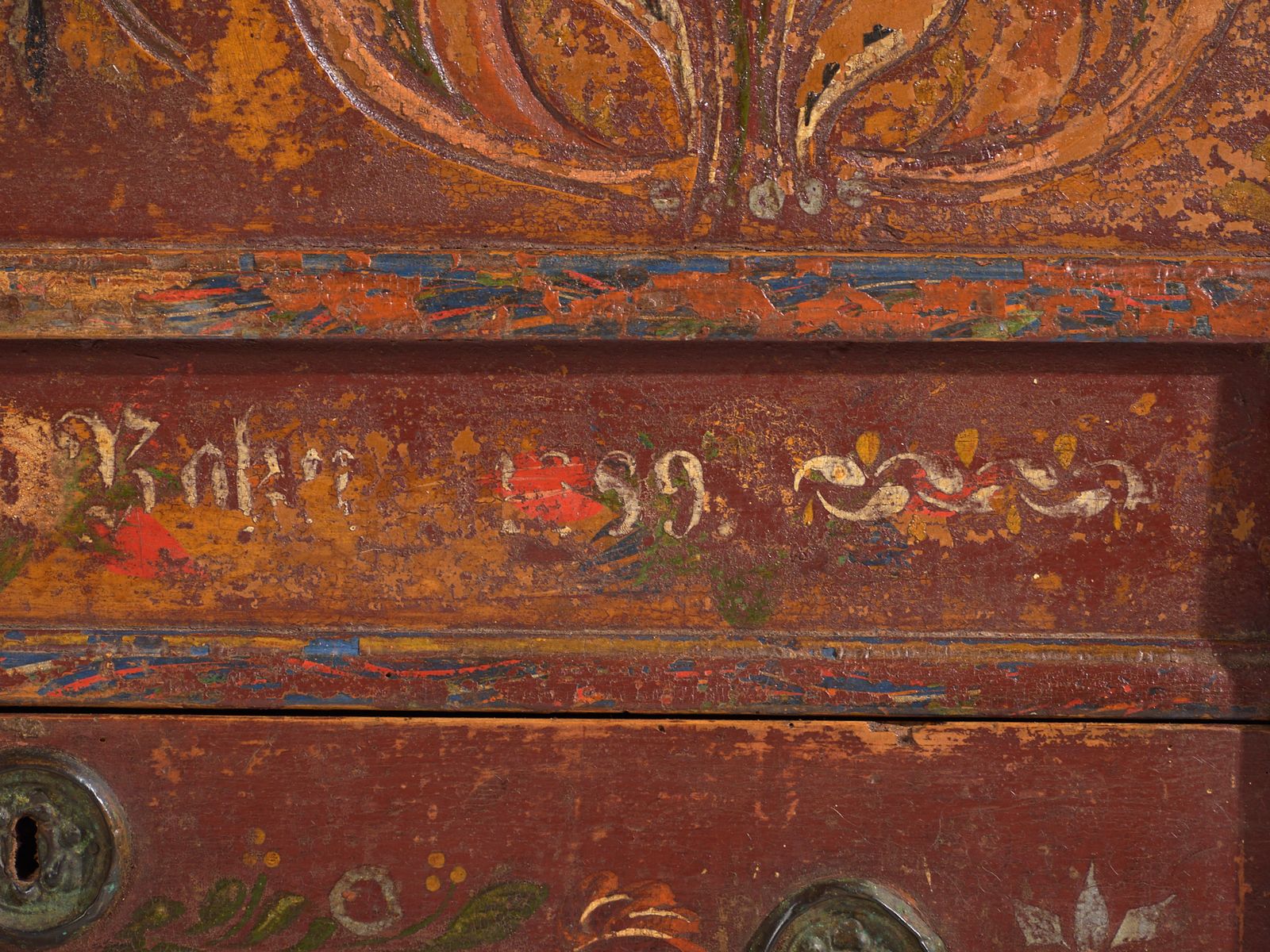 photo for sale Central European Dowry Chest In Polychromed Pine – Central Europe, 1889