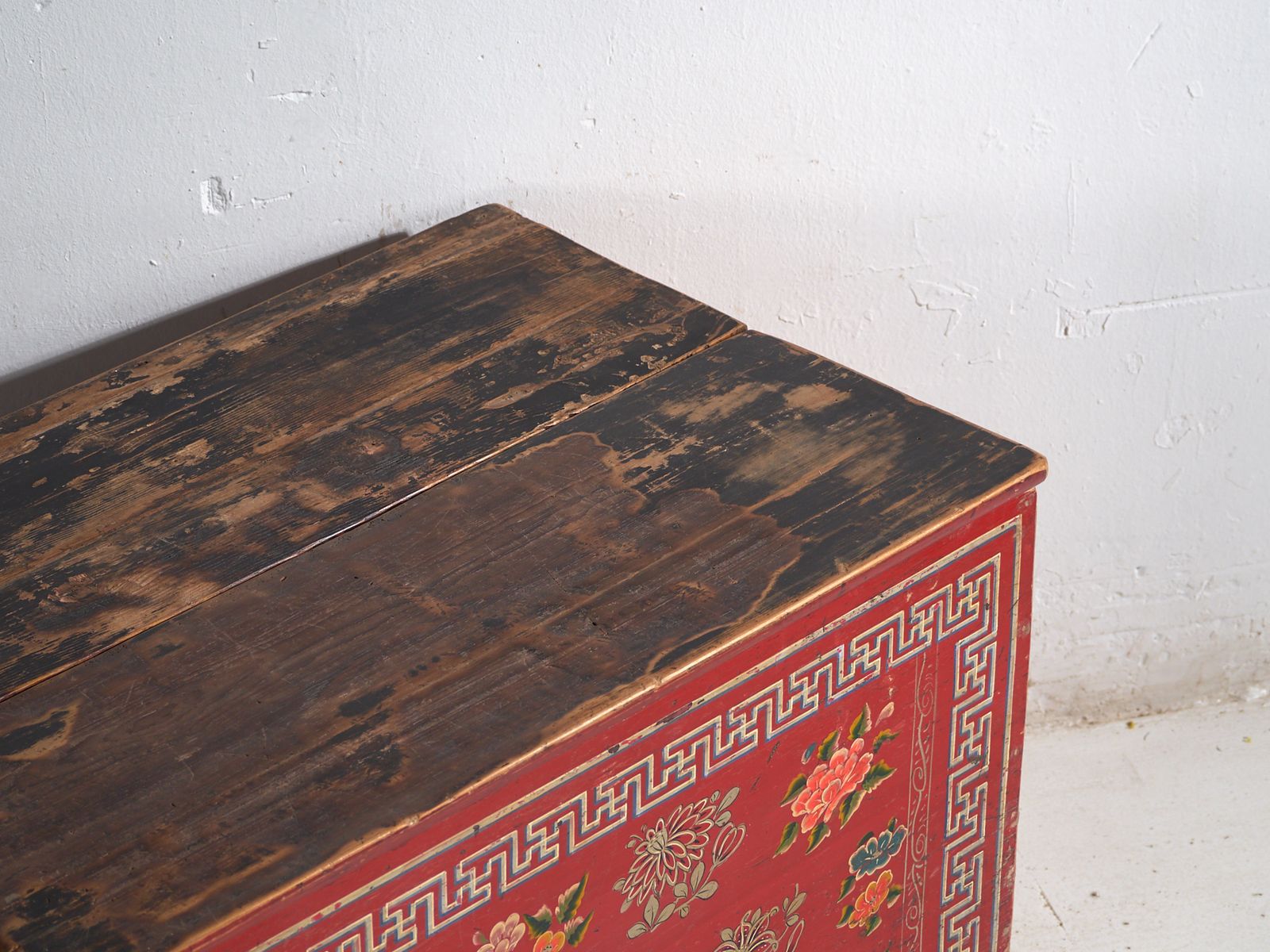 Antique Chinese Painted Trunk In Pine Wood – China, Circa 1930 photo furniture