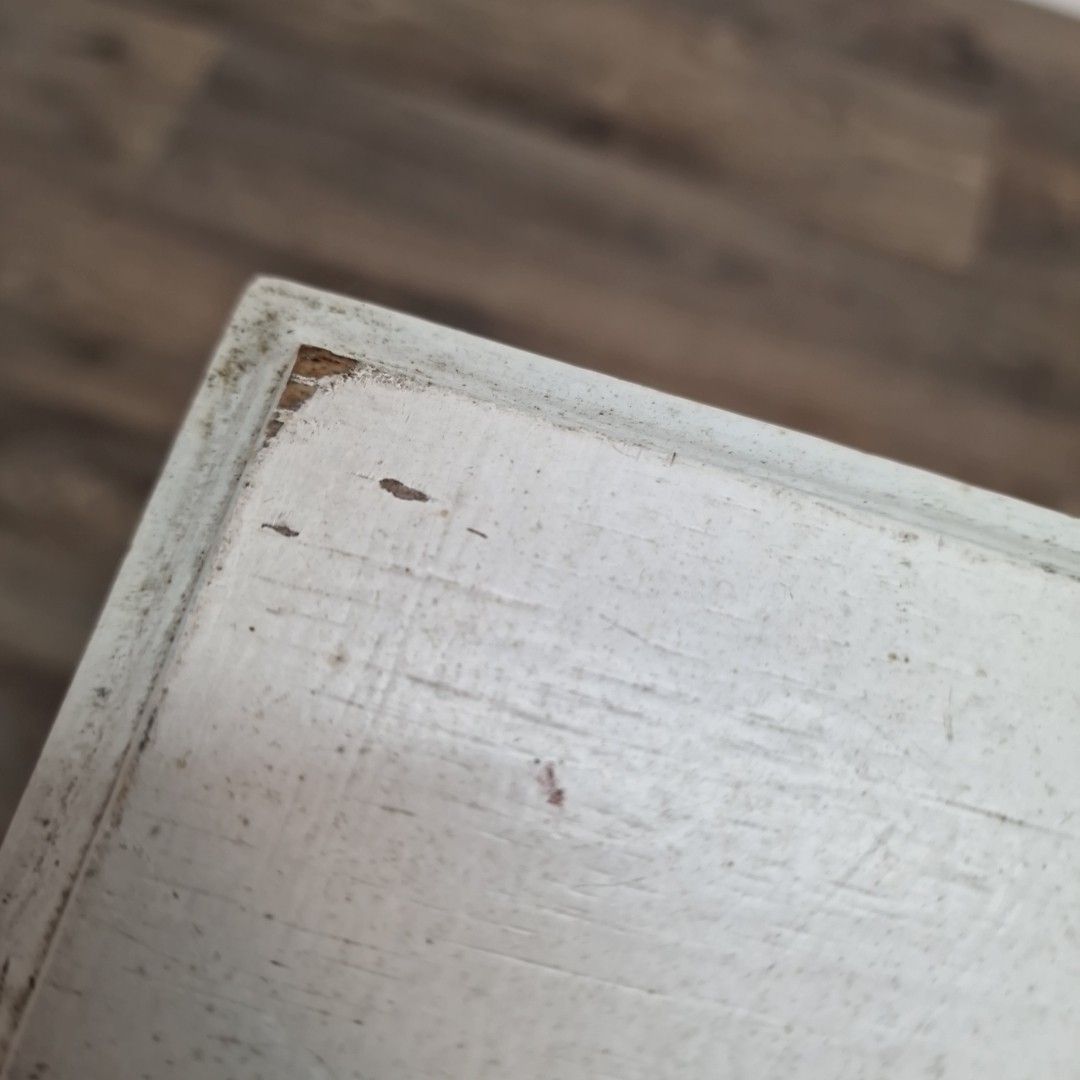 Vintage Painted Side Table Small Square Occasional White Retro Wooden Plant photo vinterior