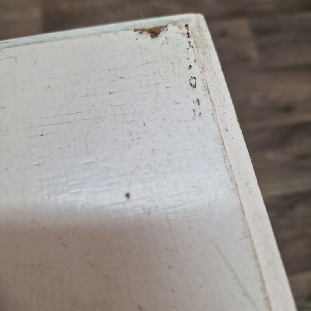 Vintage Painted Side Table Small Square Occasional White Retro Wooden Plant photo vintage