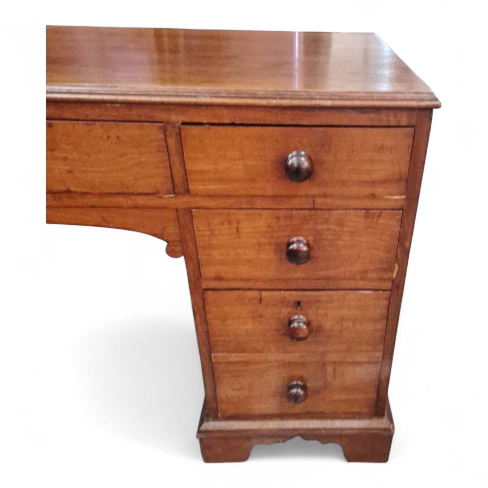 Victorian Mahogany Kneehole Desk Antique Writing Table 9 Drawer Pedestal Console photo Furniture